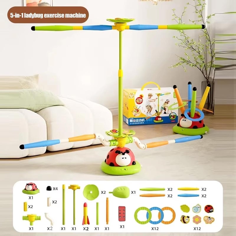 Beauenty 5 in 1 Musical Jump, Toss Ring Game Toy and Rocket Launcher for Kids - Image 3